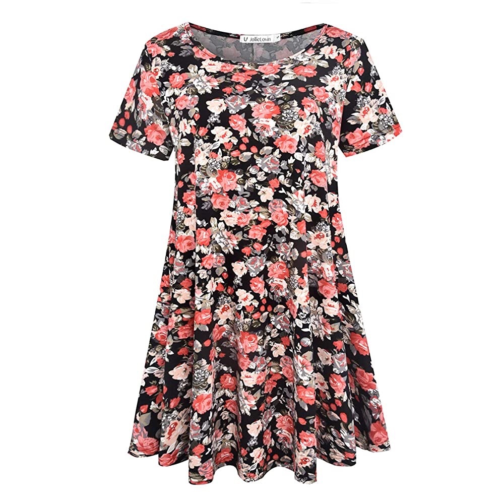 JollieLovin SS Loose Fit Flare Hem TShirt TunicTop